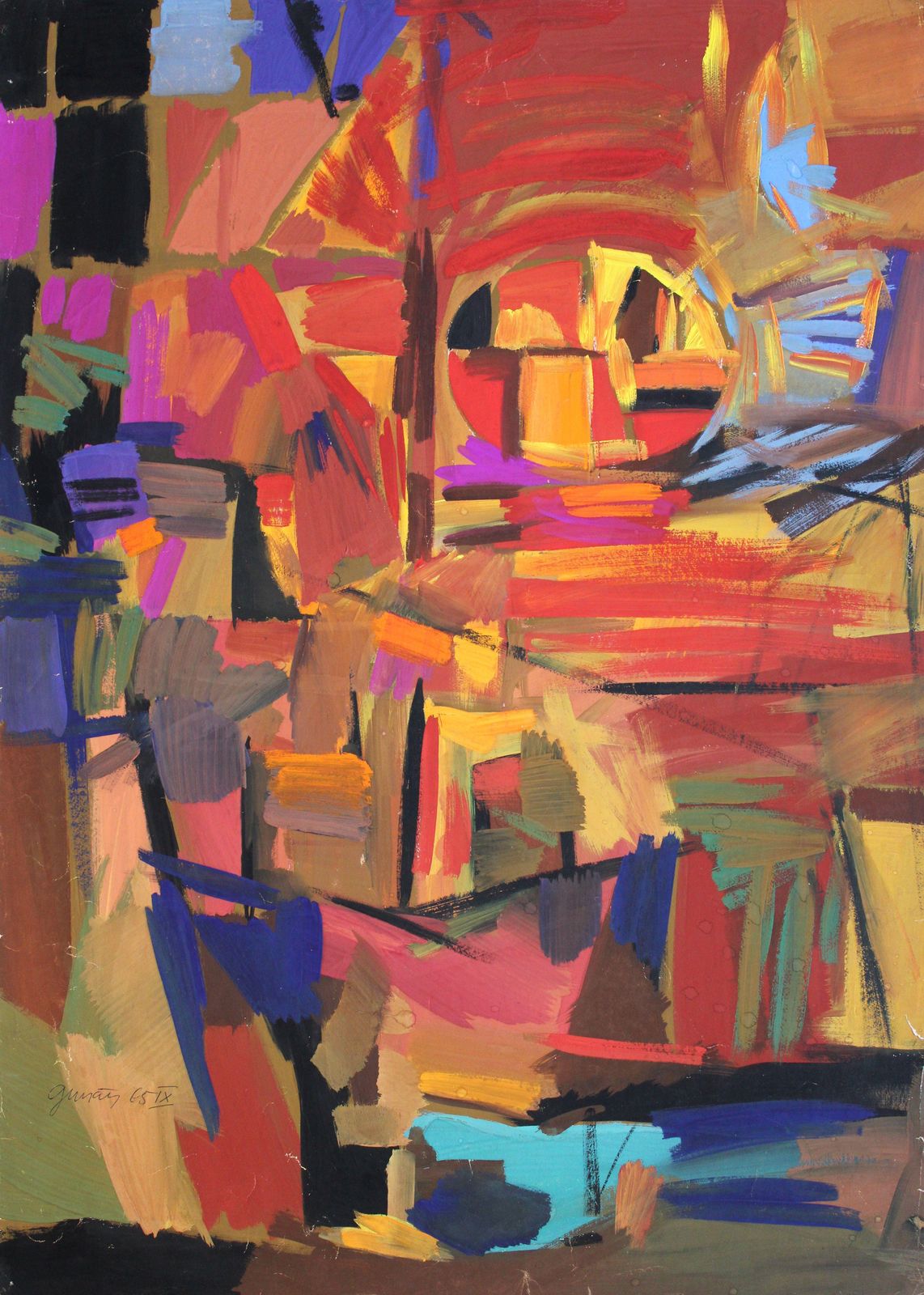 Gunars Klavaabstraction 5. 1965, Paper, Gouache, 83, 5 X 59, 5 Cm1965