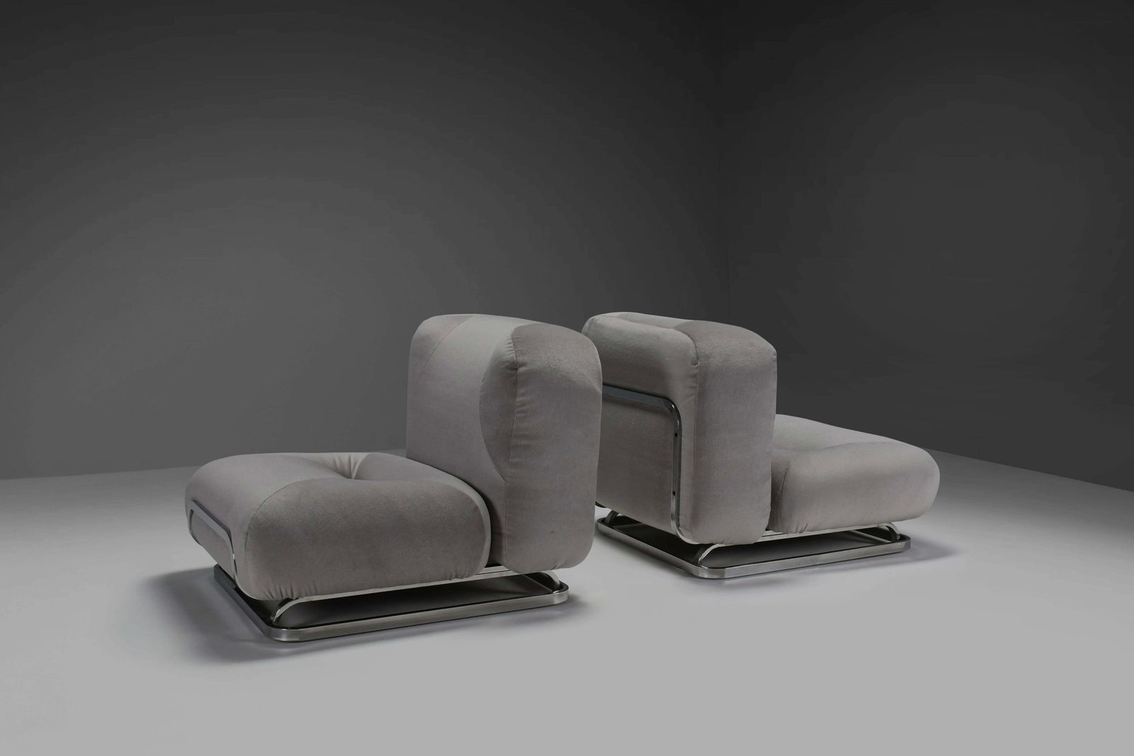 Beautiful Grey Mohair And Chrome Lounge Chairs Made In Italy In The 1970s photo Furniture