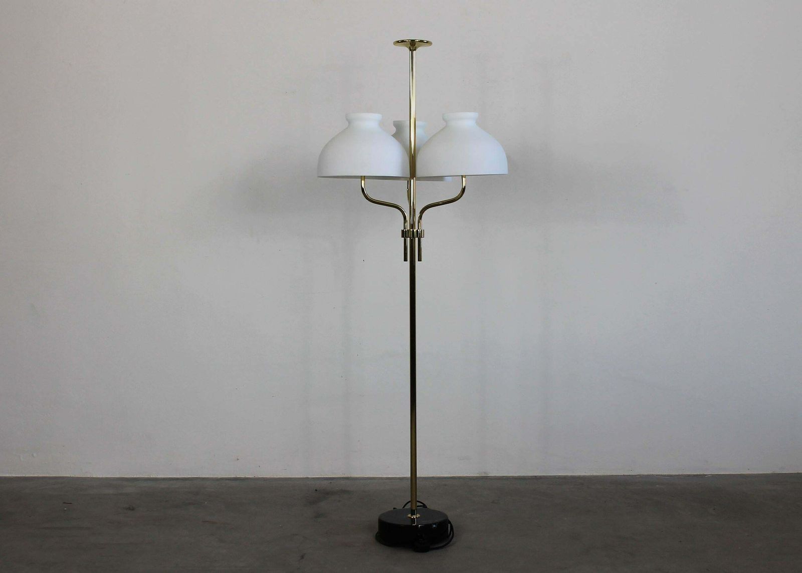 Ignazio Gardella Arenzano Floor Lamp In Brass And Opaline Glass By Azucena 1970s