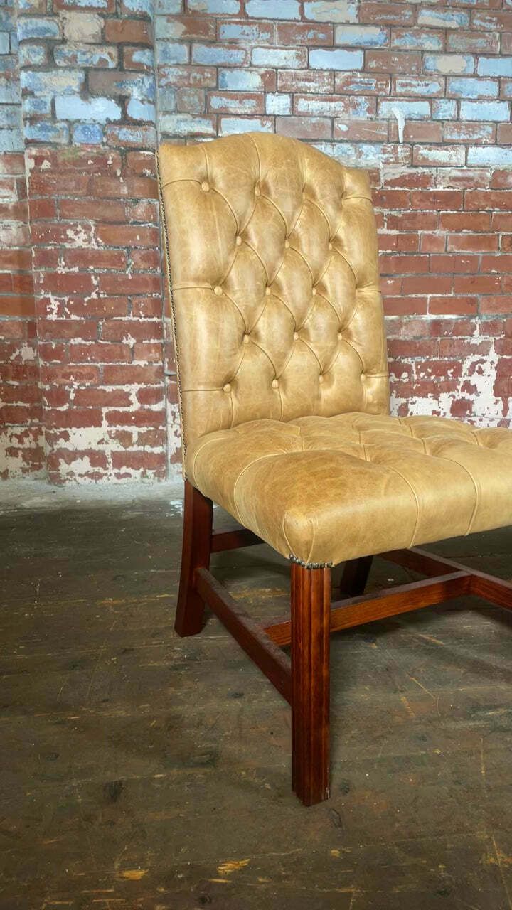 Pair Of Gainsborough Dining Chairs In Hand Dyed Tan Leather photo furniture