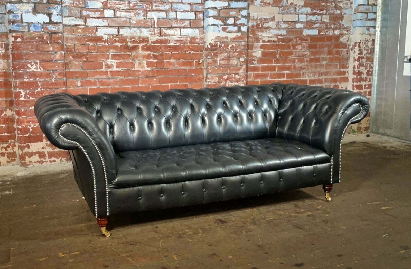 Ex Display Cliveden 3 Seater In Premium Black Leather photo furniture