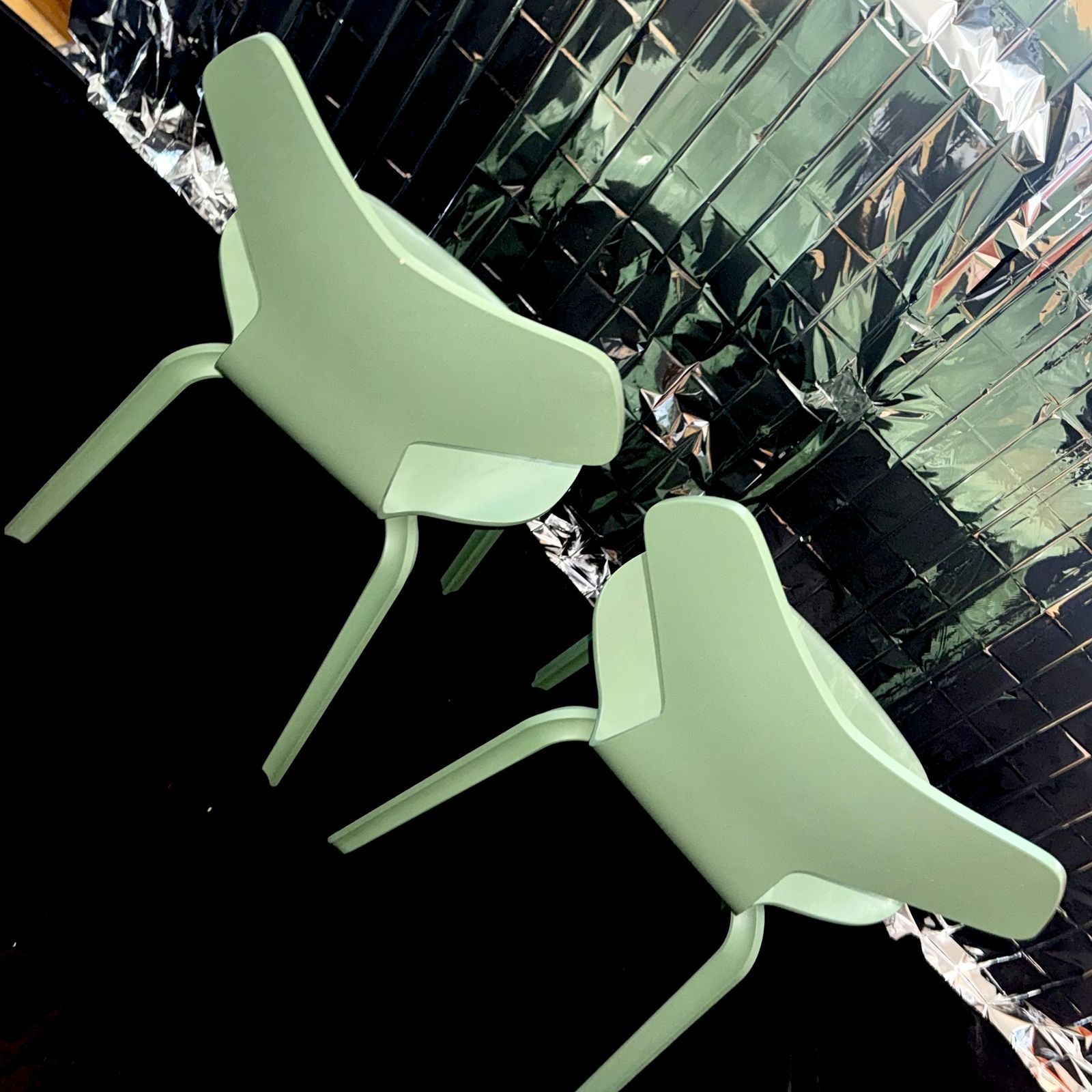Pair Of Grand Prix Chairs In Sage Green, By Arne Jacobsen For Fritz Hansen photo vinterior