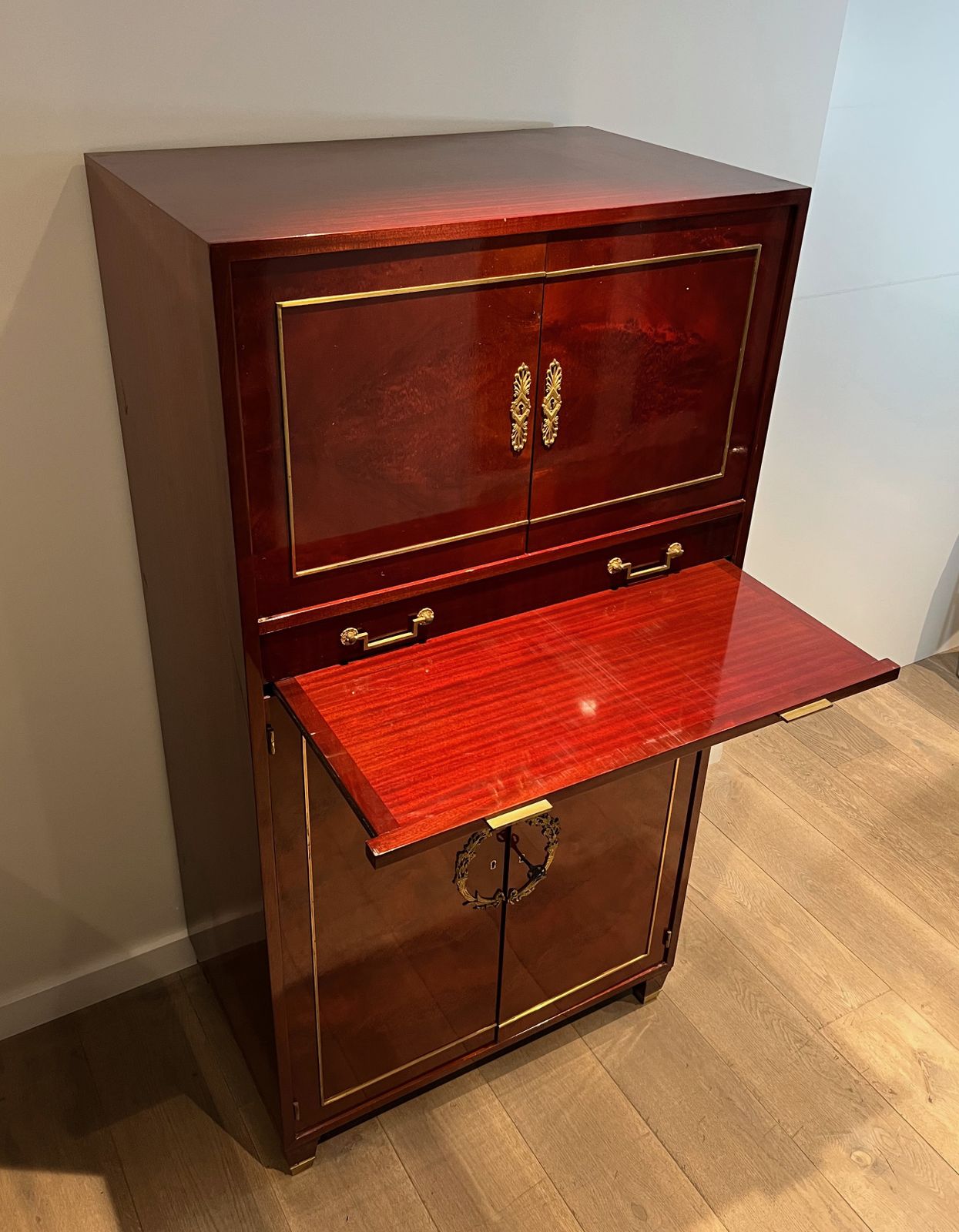 Empire Style Secretary Cabinet In Flamed Mahogany In The Style Of Aldo Tura photo 1950.0