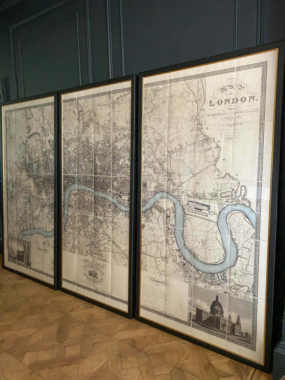 Greenwood's Map Of London (Triptych) Circa 1827 photo Art