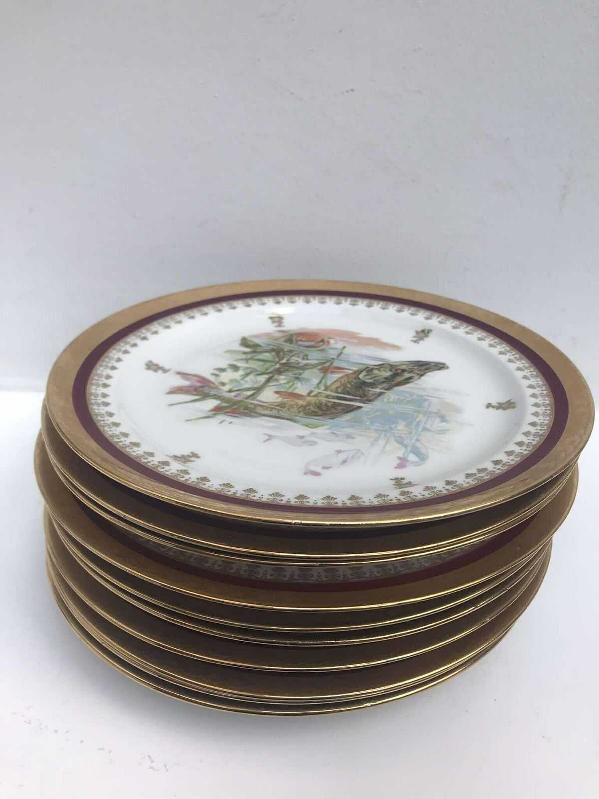 Dinnerware Porcelaine Limoges Set Fish Entrée Service Set 10 Plates And 1 Oval Serving Plate Made Of Limoges Porcelain Seafood Dinner Plates photo buy