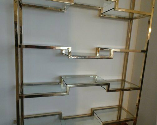photo furniture 23 Ct Gilded Shelves By Dewulf Selection For Belgo Chrom / Dewulf Selection, 1970s