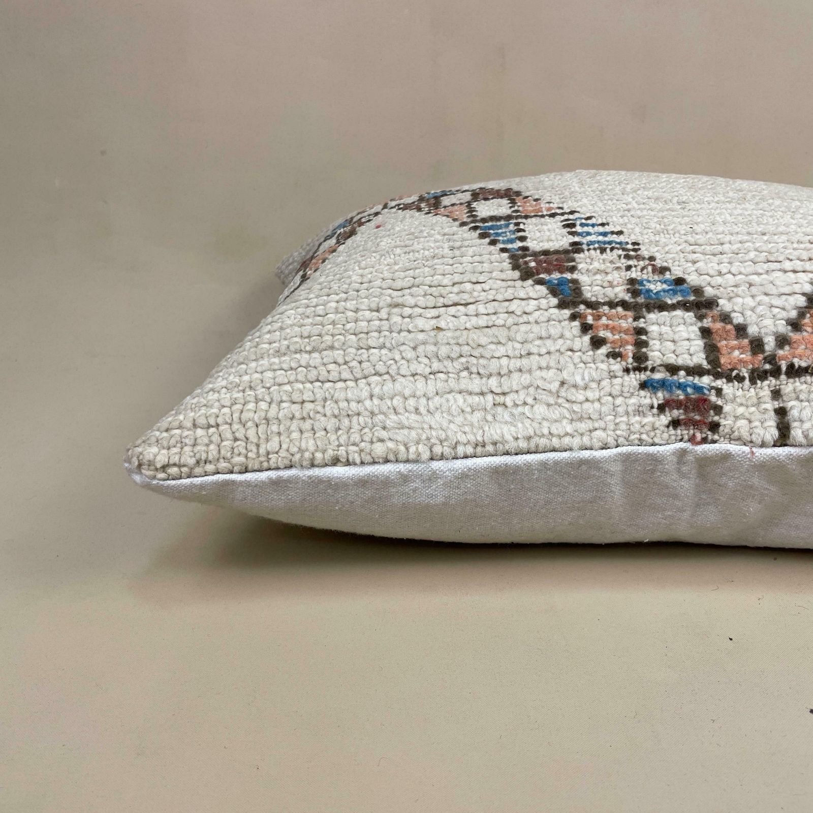 Antique Kilim Cushion Turkish Rug Carpet Bolster Pillow Feather Filled Handwoven Beige 60x40cm Traditional Scatter Rectangle Vintage photo for sale