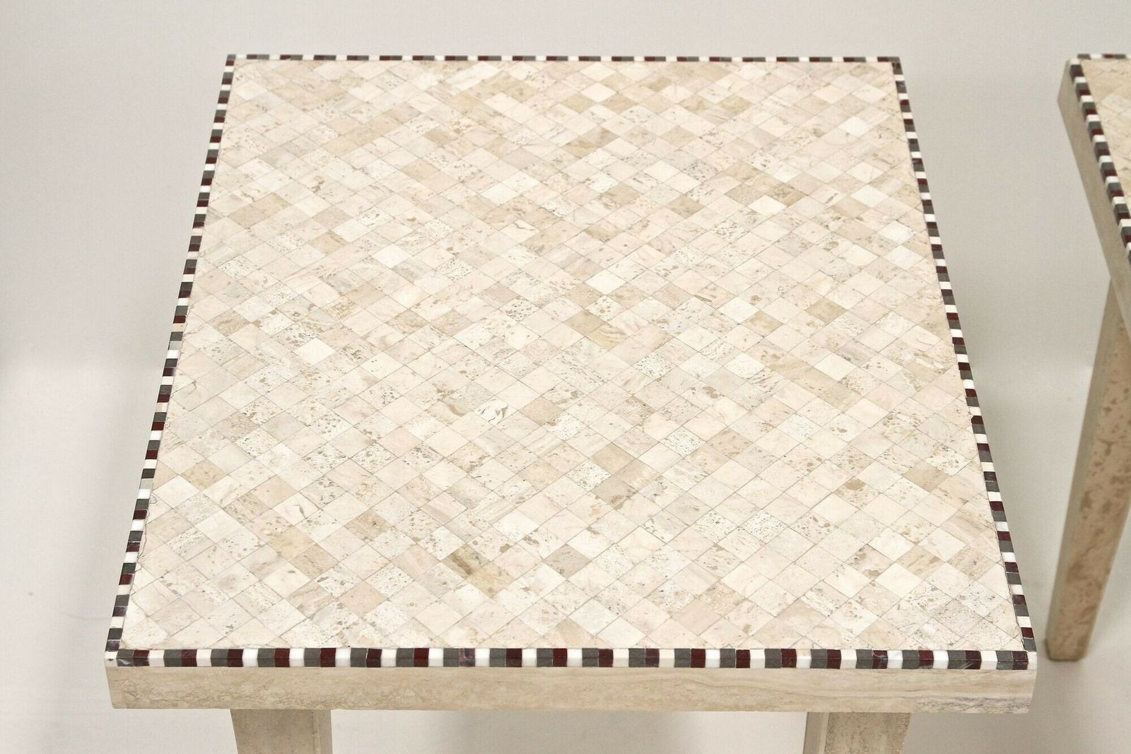 Pair Of 20th Century Italian Travertine Stone Side Tables, Italy 1980 photo Furniture