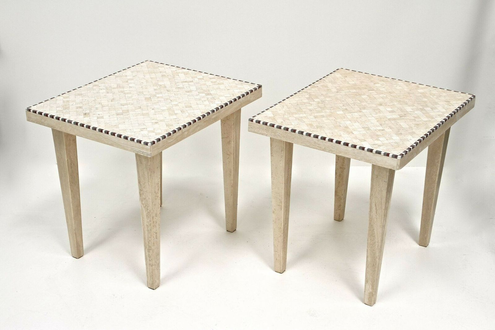 Pair Of 20th Century Italian Travertine Stone Side Tables, Italy 1980 photo vinterior