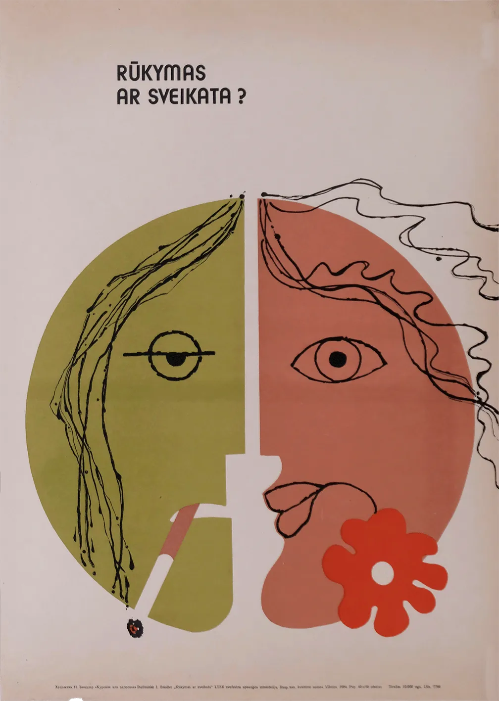 Smoking Is Healthy?   Original Soviet Lithuanian Poster | 1984