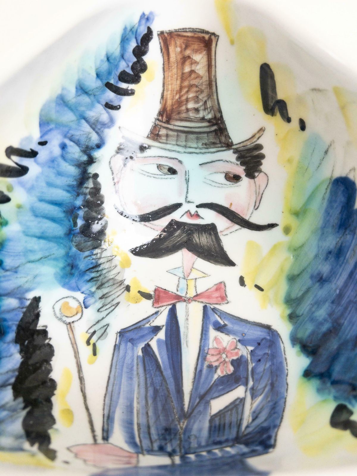 photo furniture Mid Century Italian Pottery   Hand Painted Bowl By Ceramiche Campionesi   Gentleman's Tricorn Catchall Bowl