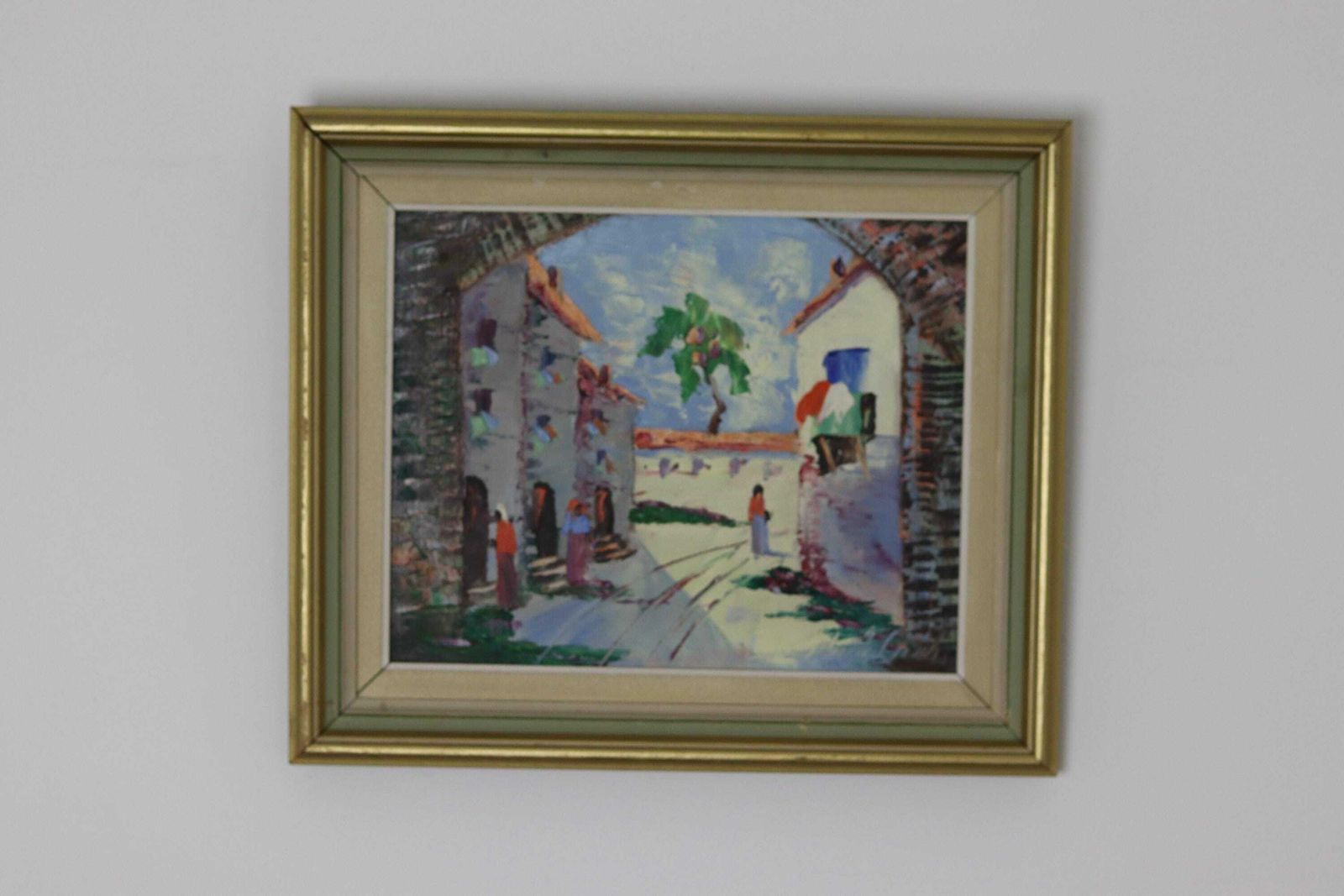 1950's Original Swedish Modernist Oil On Canvas Painting "Street View " By Charles Schölander  Vintage & Framed photo furniture