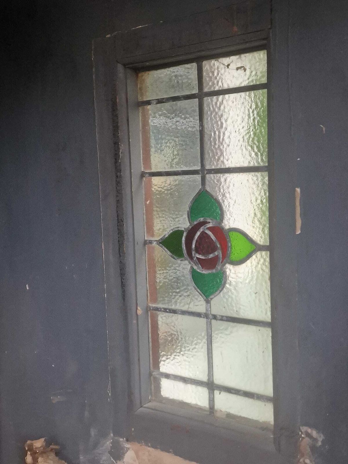 Pair Of Rose Stained Glass Windows photo for sale