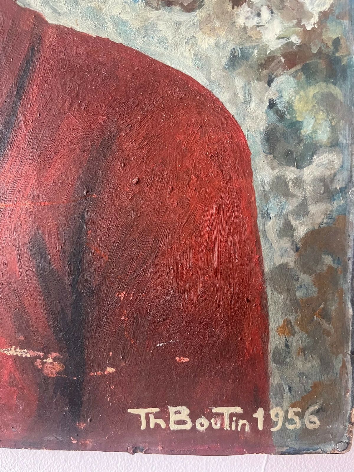 French Female Portrait In Oil On Board   1956 photo for sale