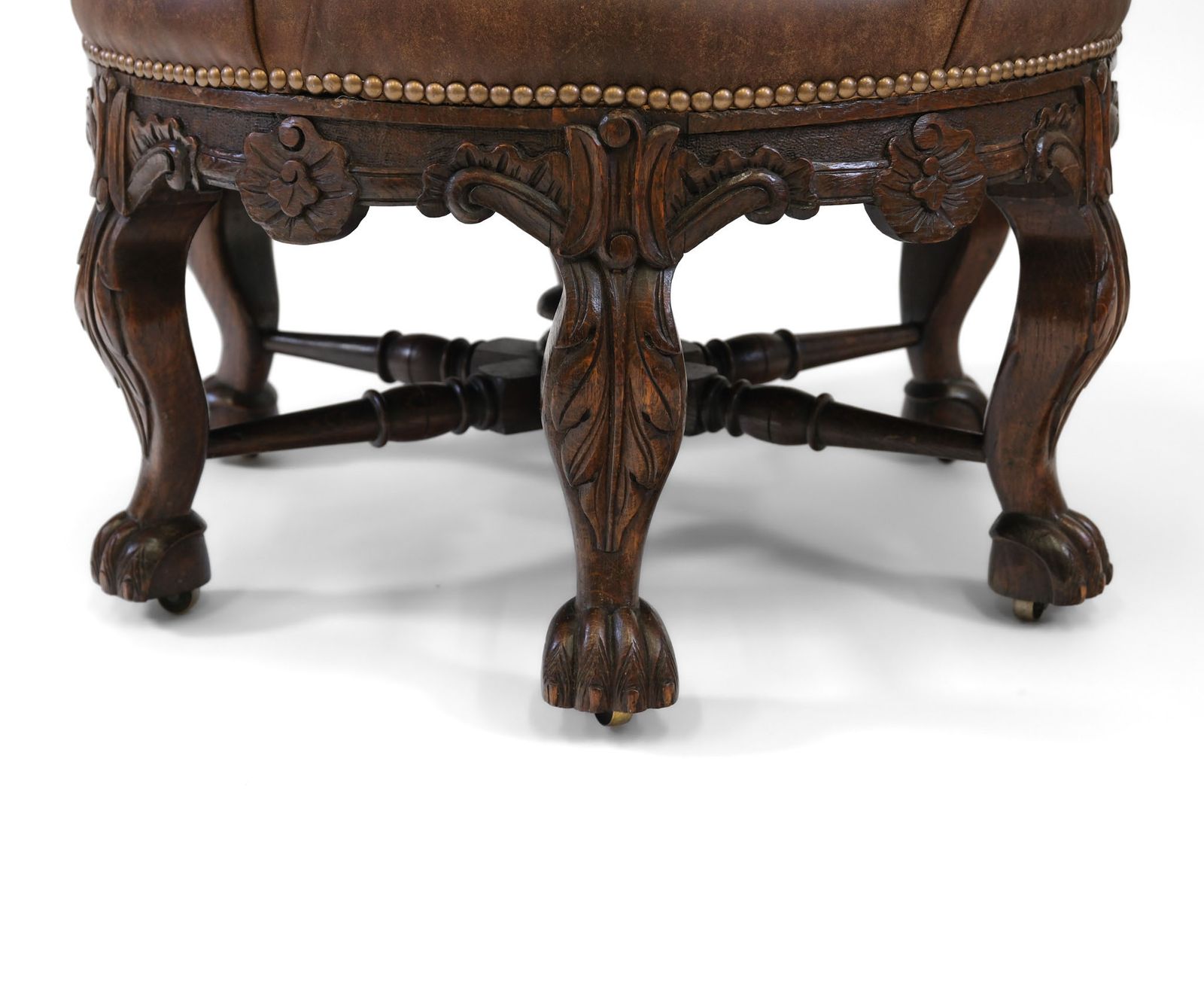 photo for sale 19th Century Oak & Leather Carved Burgermeister Chair