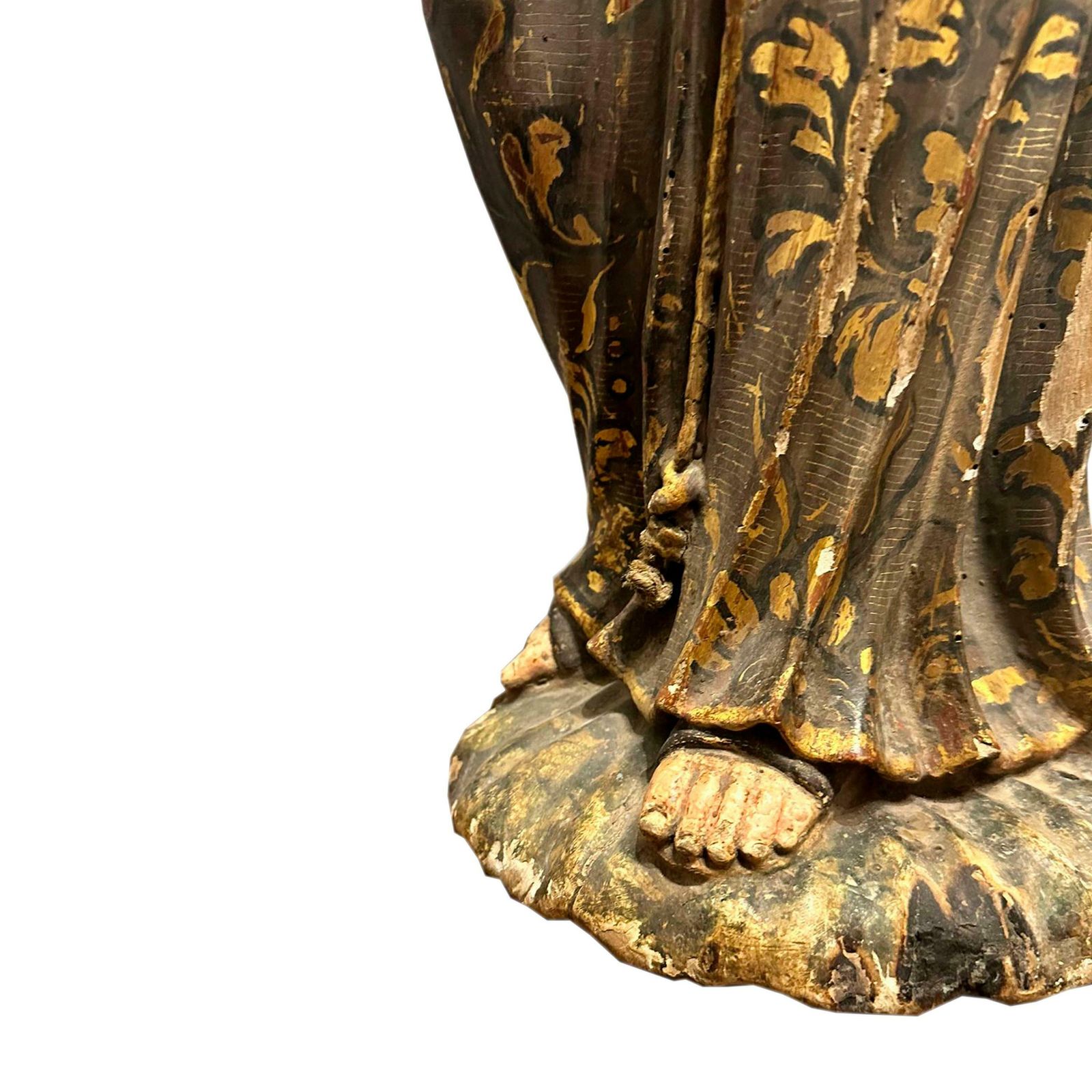 Hand Carved "Saint Francis" Wooden Sculpture, Spain, 17th Century. photo Art