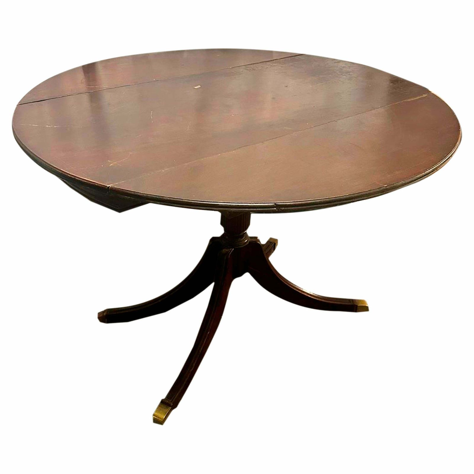 Victorian Era Round Folding Table With Bronze Details, England 19th Century.