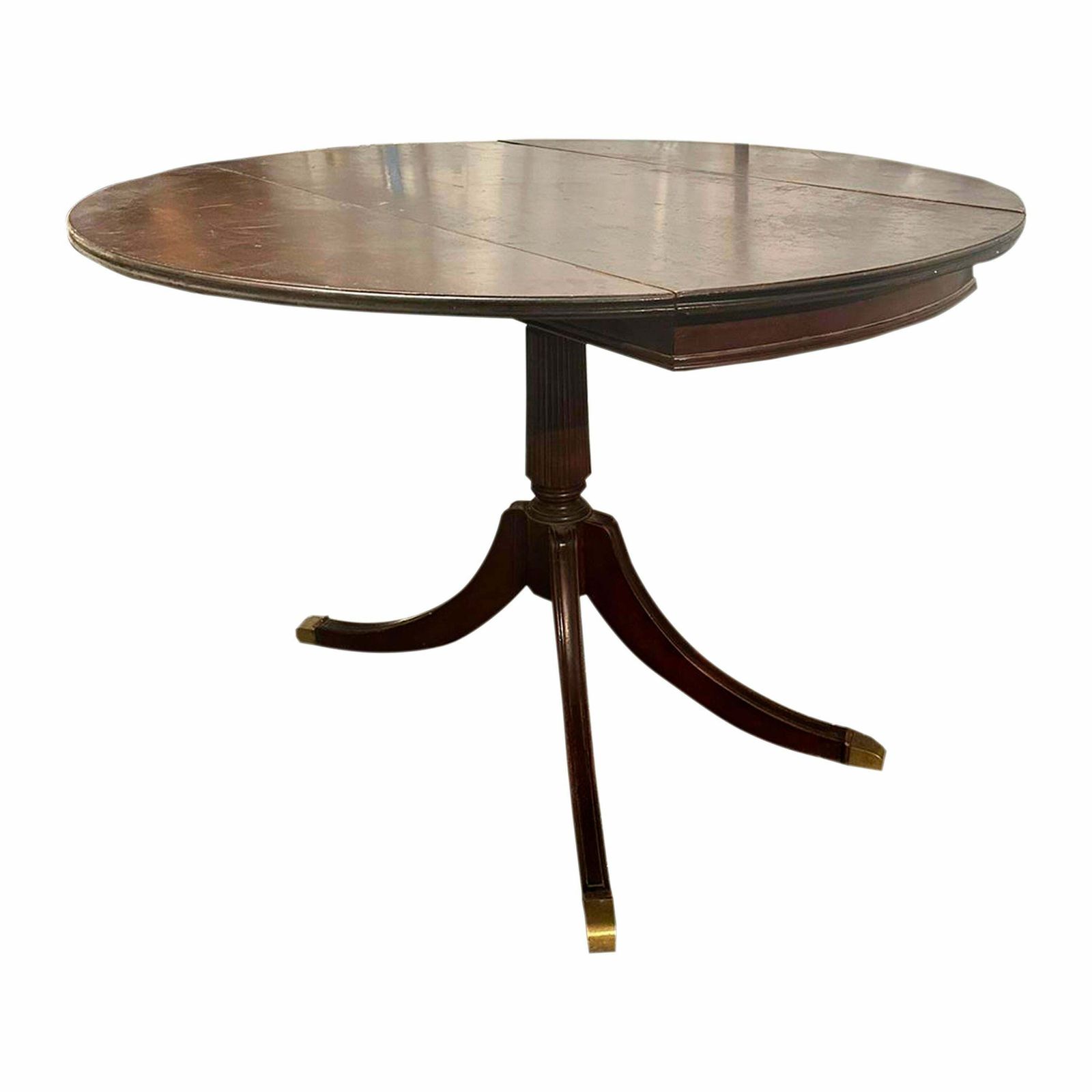 Victorian Era Round Folding Table With Bronze Details, England 19th Century. photo furniture