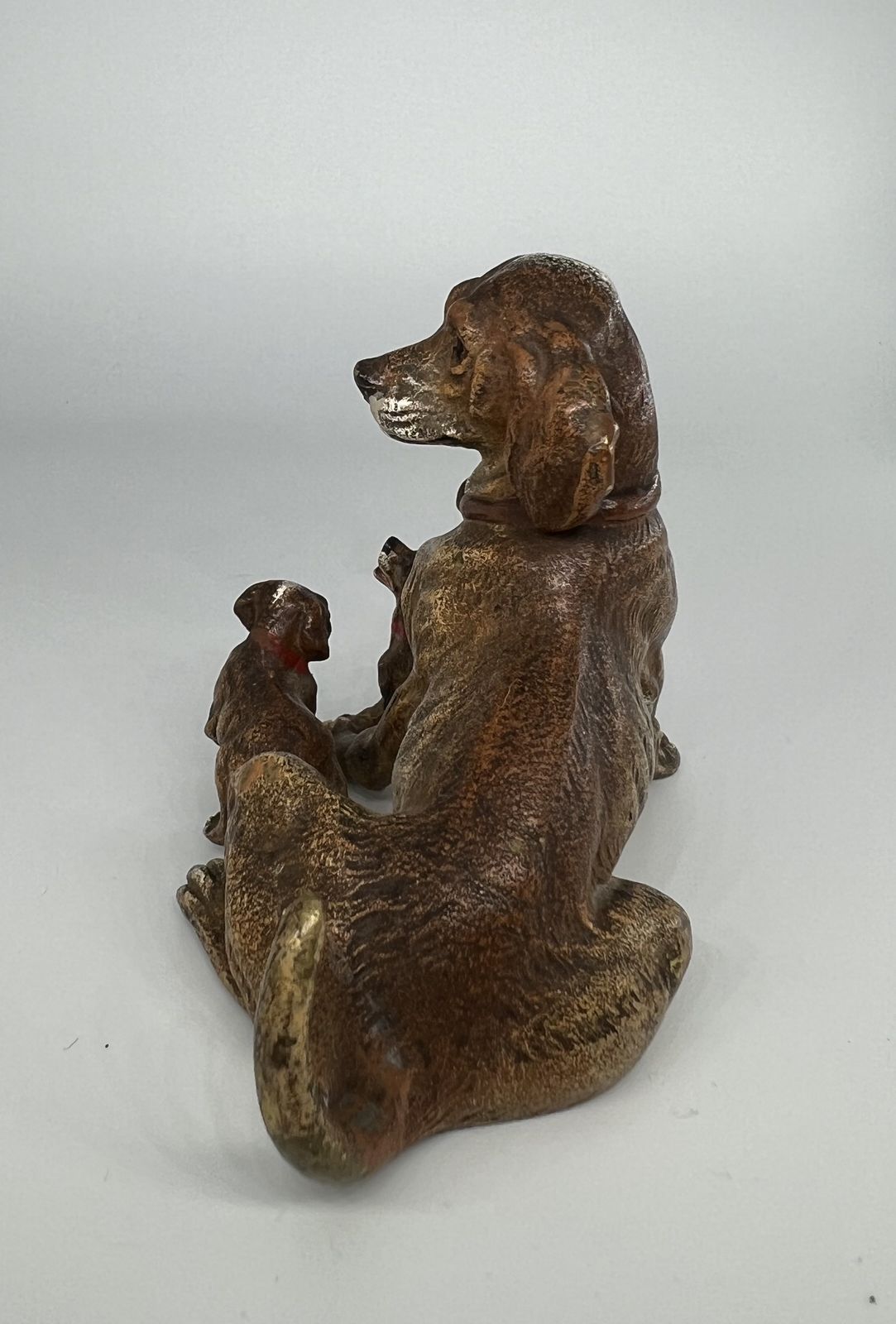 Franz Bergman Dog And Puppies Cold Painted Bronze photo vintage