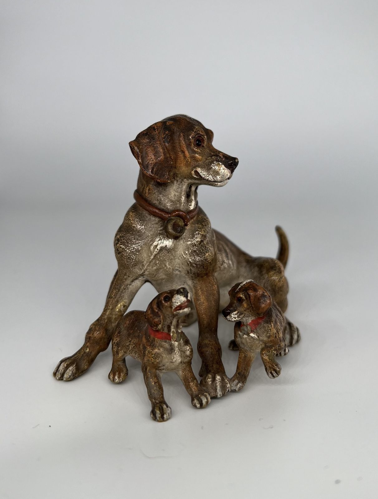 Art Franz Bergman Dog And Puppies Cold Painted Bronze photo