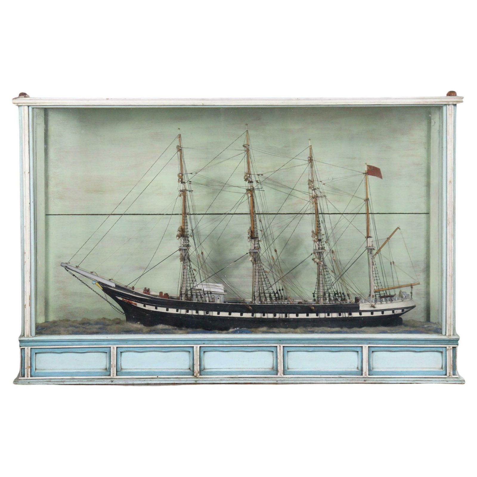 Late 19th Century Cased British Sailing Vessel Folk Art Maritime