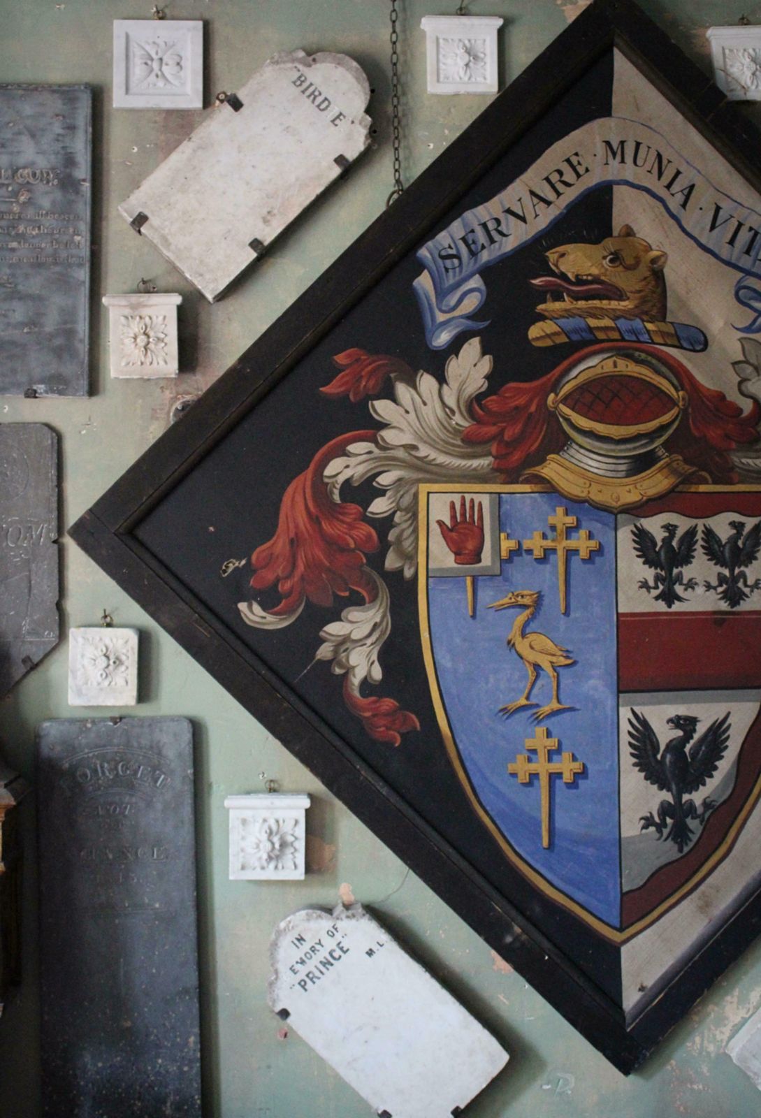 19th Century Funerary Funeral Hatchment Sir Henry Oglander Memento Mori Curio photo furniture