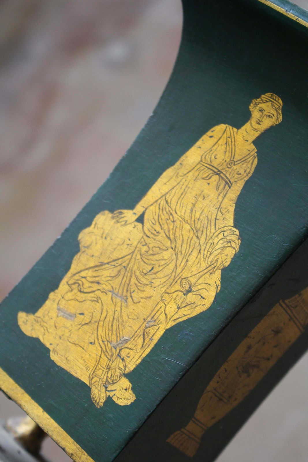 photo for sale Early 19th Century Pair Of Regency Toleware Green And Gilt Vases