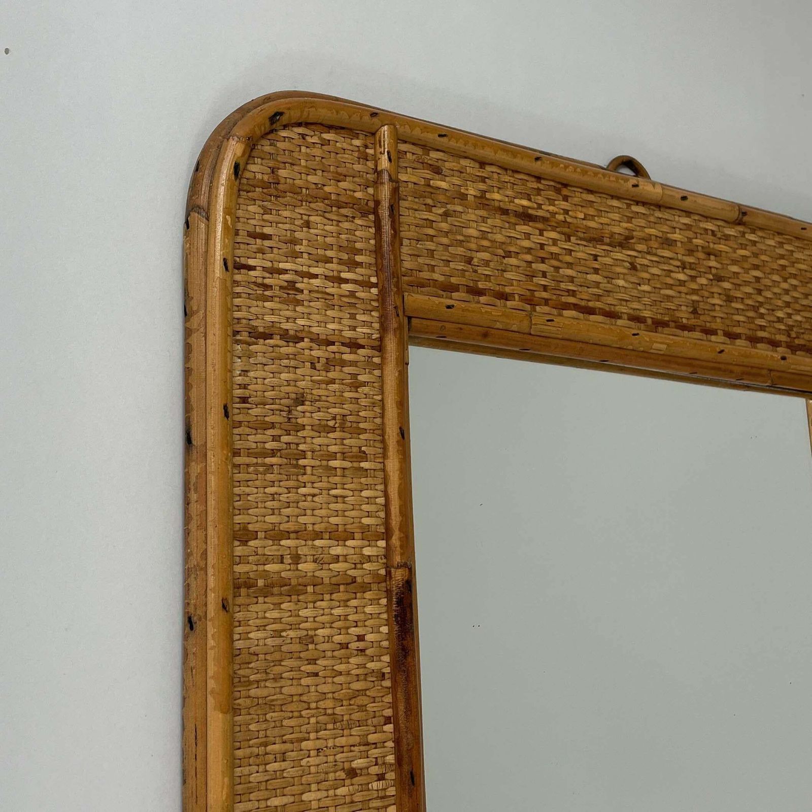 Bamboo & Rattan Wall Mirror, Dal Vera Italy 1950s photo 1552.0