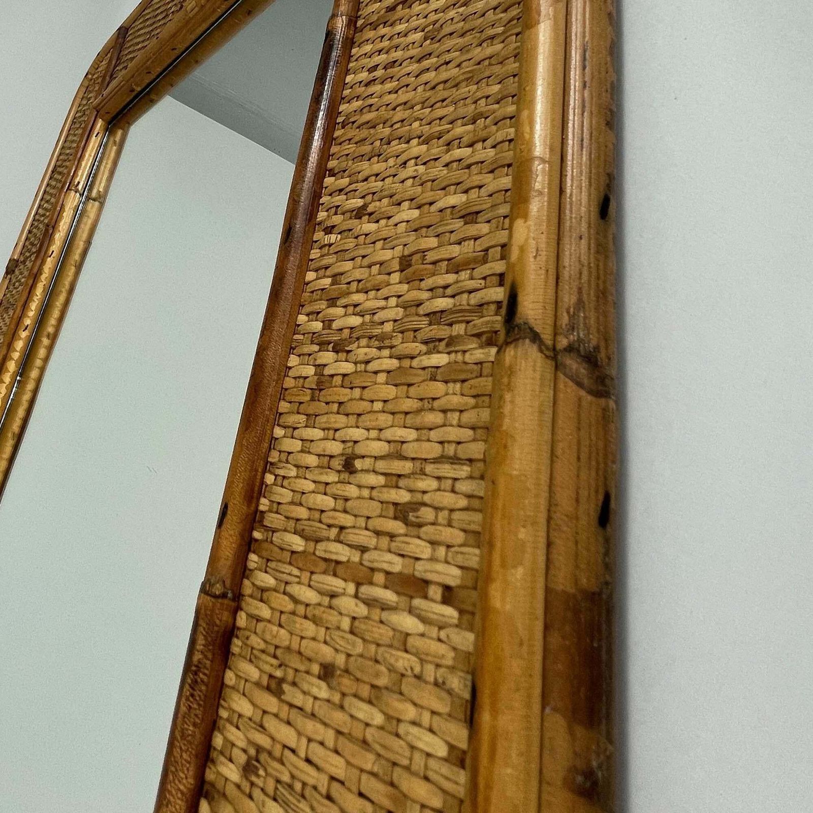 Bamboo & Rattan Wall Mirror, Dal Vera Italy 1950s photo vinterior