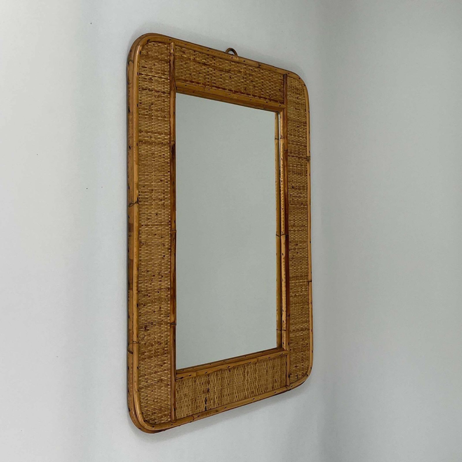 1552.0 Bamboo & Rattan Wall Mirror, Dal Vera Italy 1950s photo