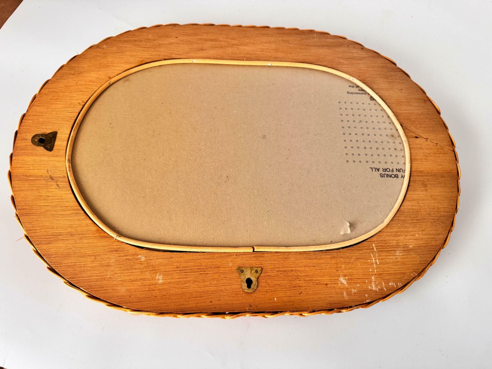 Midcentury French Riviera Rattan And Bamboo Oval Wall Mirror, Italy 1960s photo furniture