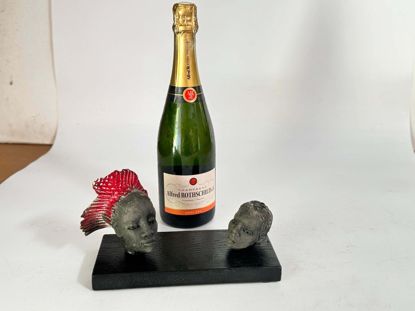 Sculptures In Wood And Ceramic From France In A Black Red Color 20th Century photo furniture