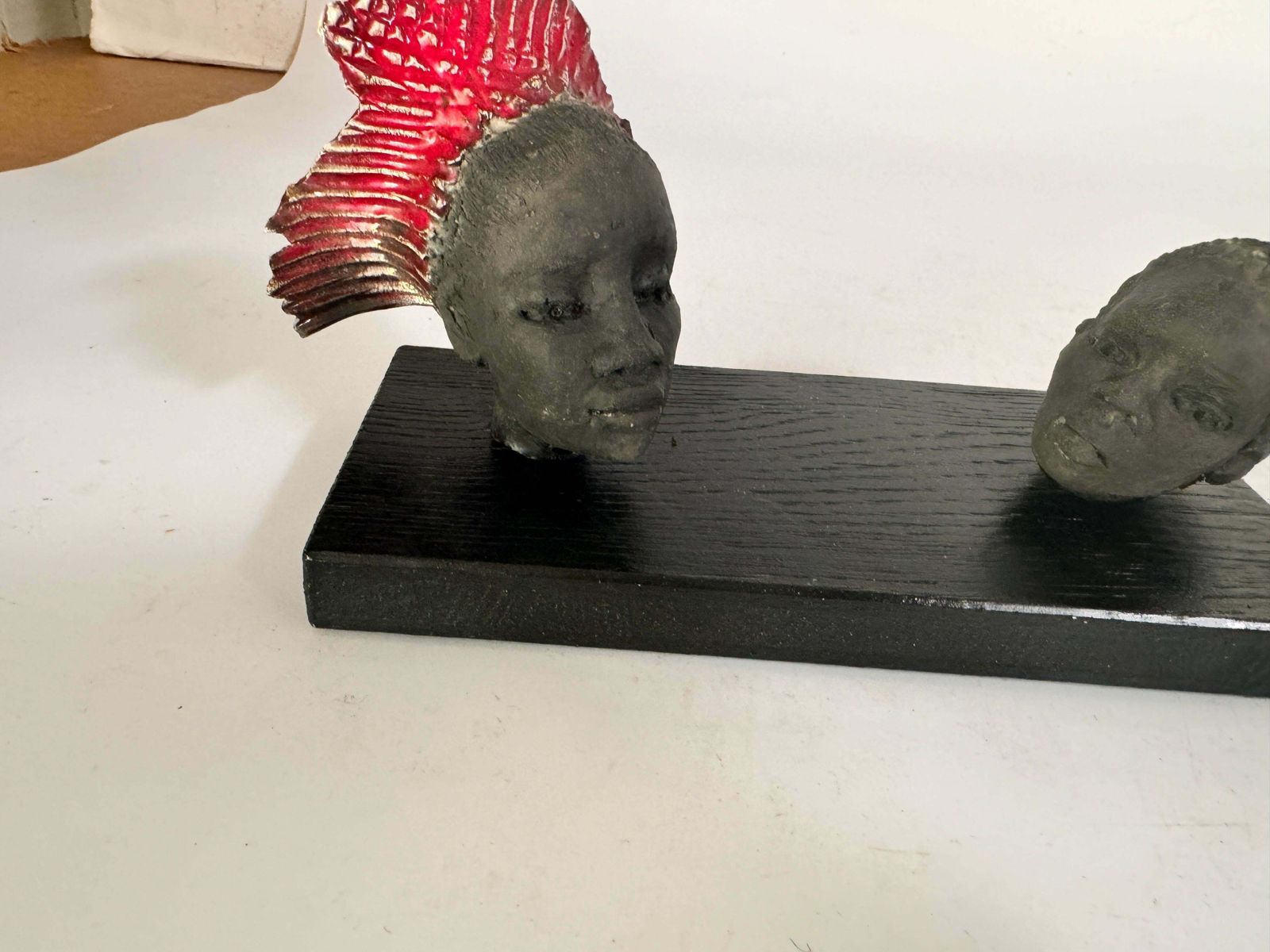 Sculptures In Wood And Ceramic From France In A Black Red Color 20th Century photo 363.0