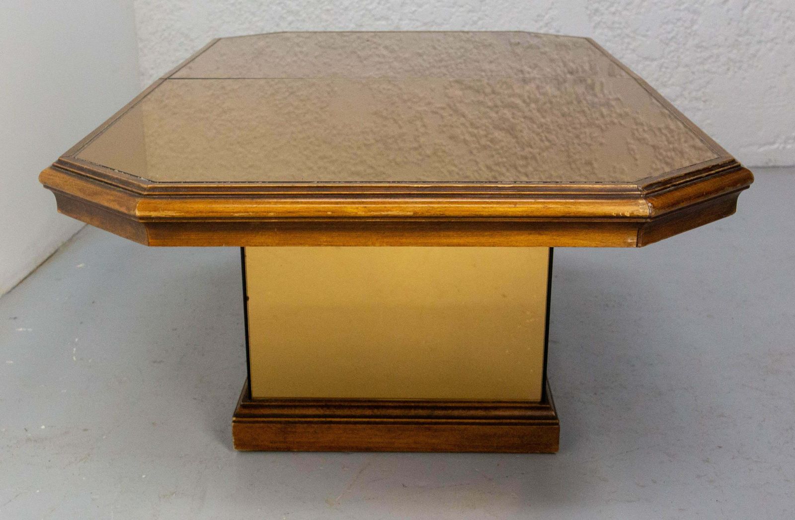 French Wood And Smoked Mirror Coffee Table, Circa 1980 photo Furniture