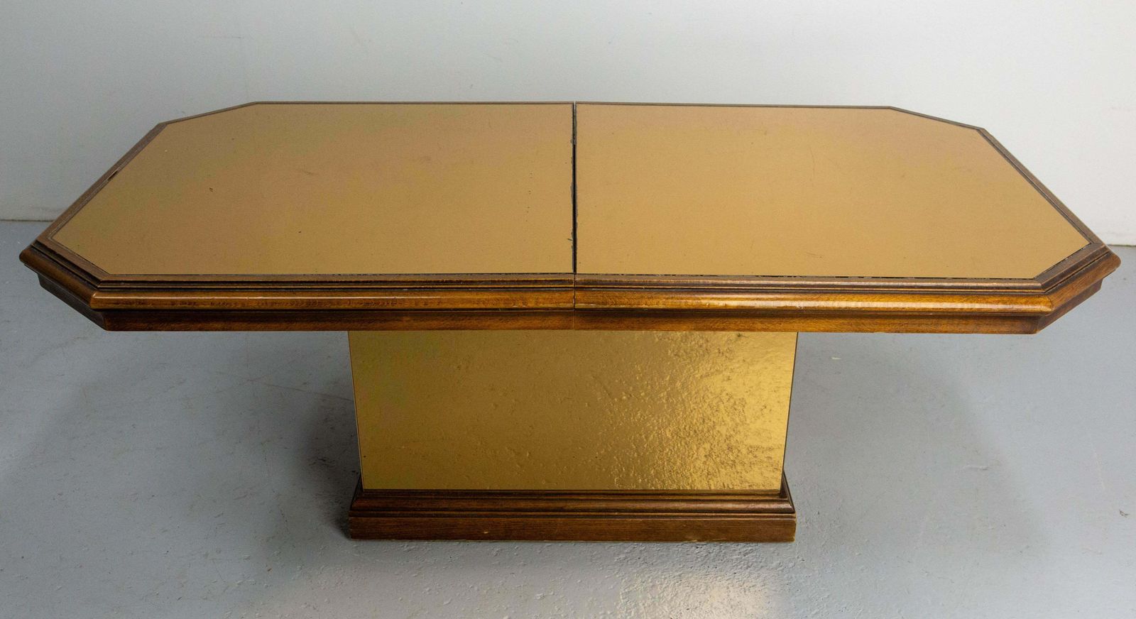 photo furniture French Wood And Smoked Mirror Coffee Table, Circa 1980
