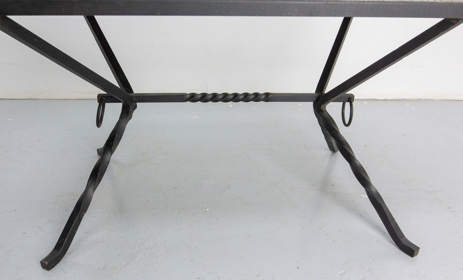 French Coffee Table Wrought Iron & Glazed Ceramics, Circa 1960 photo vintage