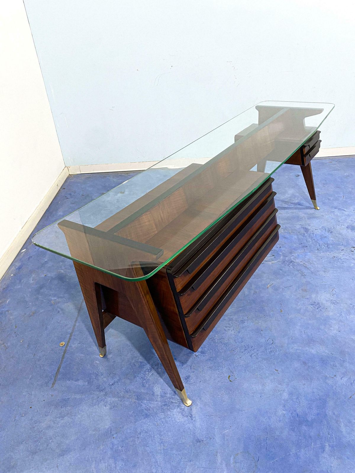 Italian Midcentury Sideboard Console Dresser Designed By Vittorio Dassi, 1950s photo vintage
