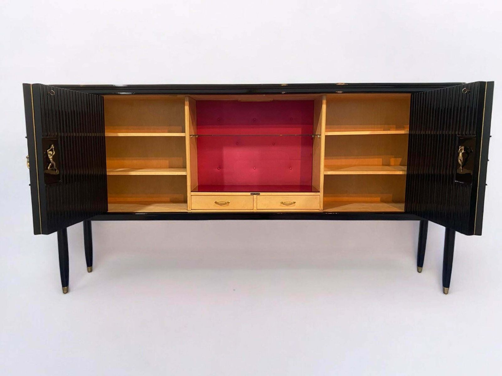 Italian Mid Century Black Lacquered Sideboard By Osvaldo Borsani, 1950s photo Furniture