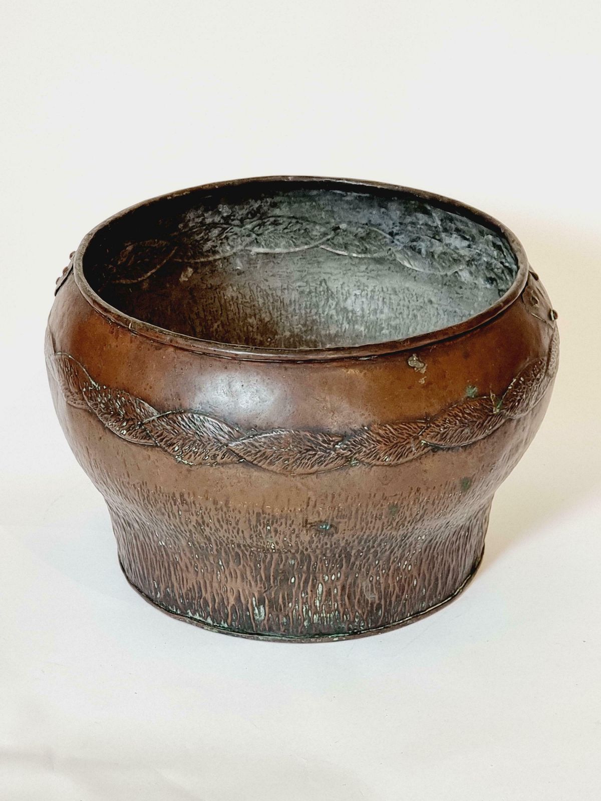 Jugend Copper Planter With Beautiful Decor, Swedish Early 1900s photo furniture