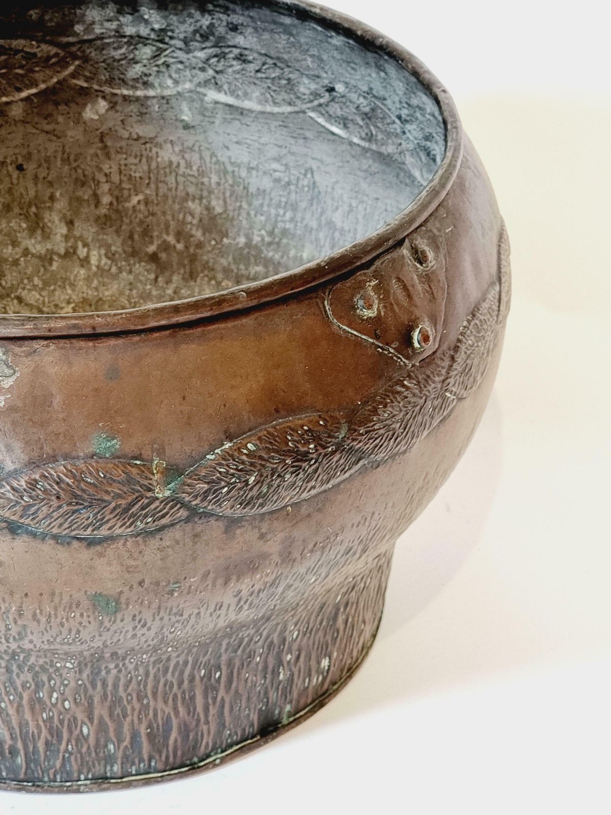 Jugend Copper Planter With Beautiful Decor, Swedish Early 1900s photo for sale