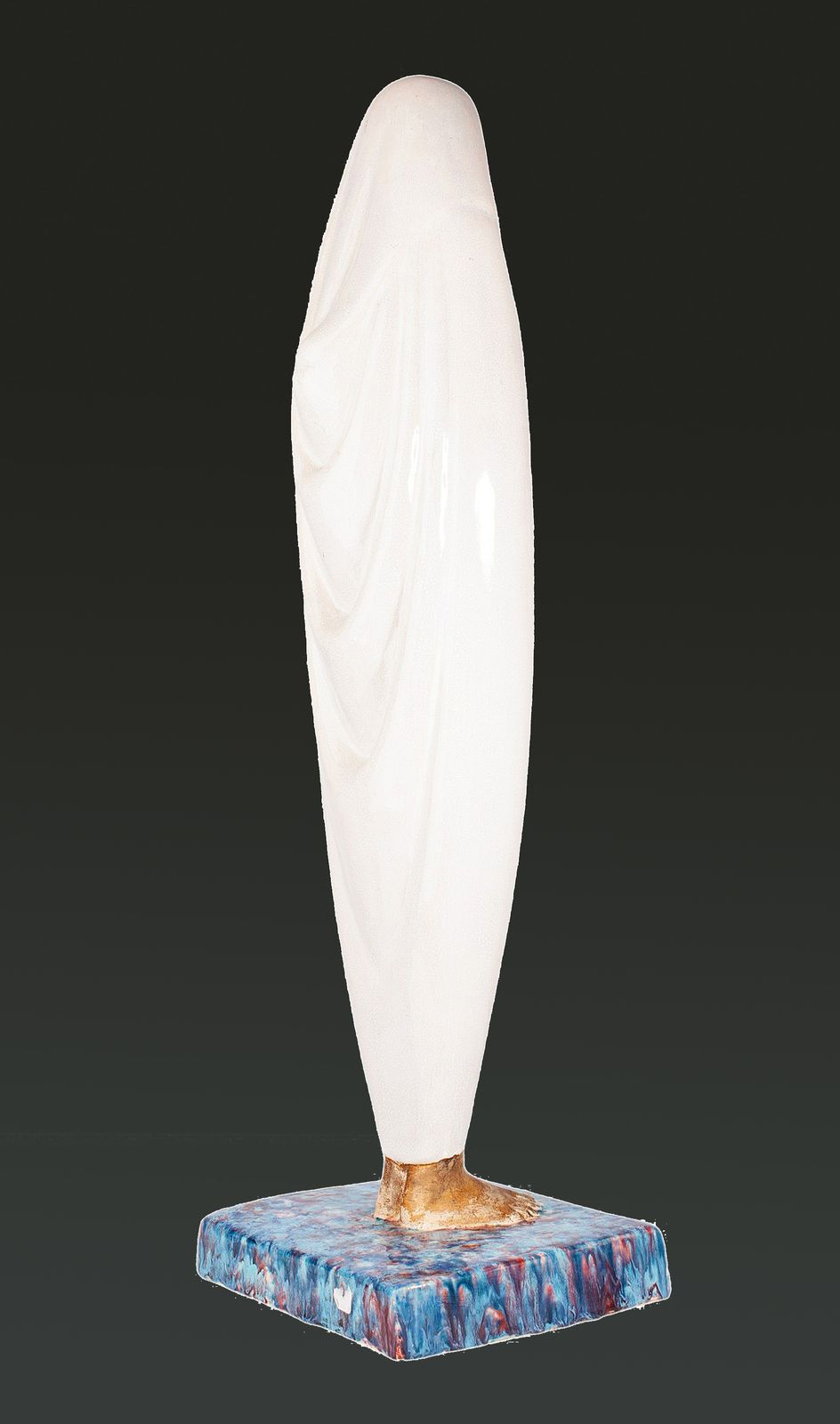 1920s Art Déco Glazed Ceramic Sculpture With Base 'La Femme Voilée De Marrakech' By Céline Lepage, France photo for sale