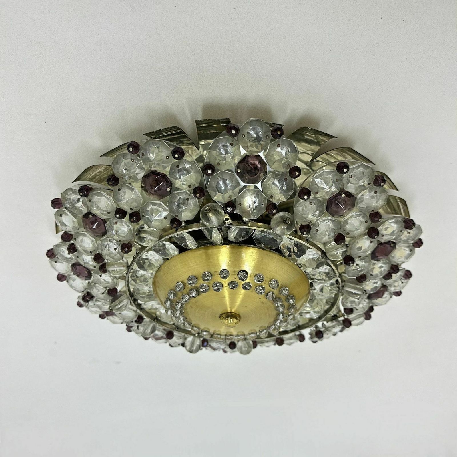 Oostenrijkse Stejnar Kristallen Plafondlamp, Ca. Jaren 1960