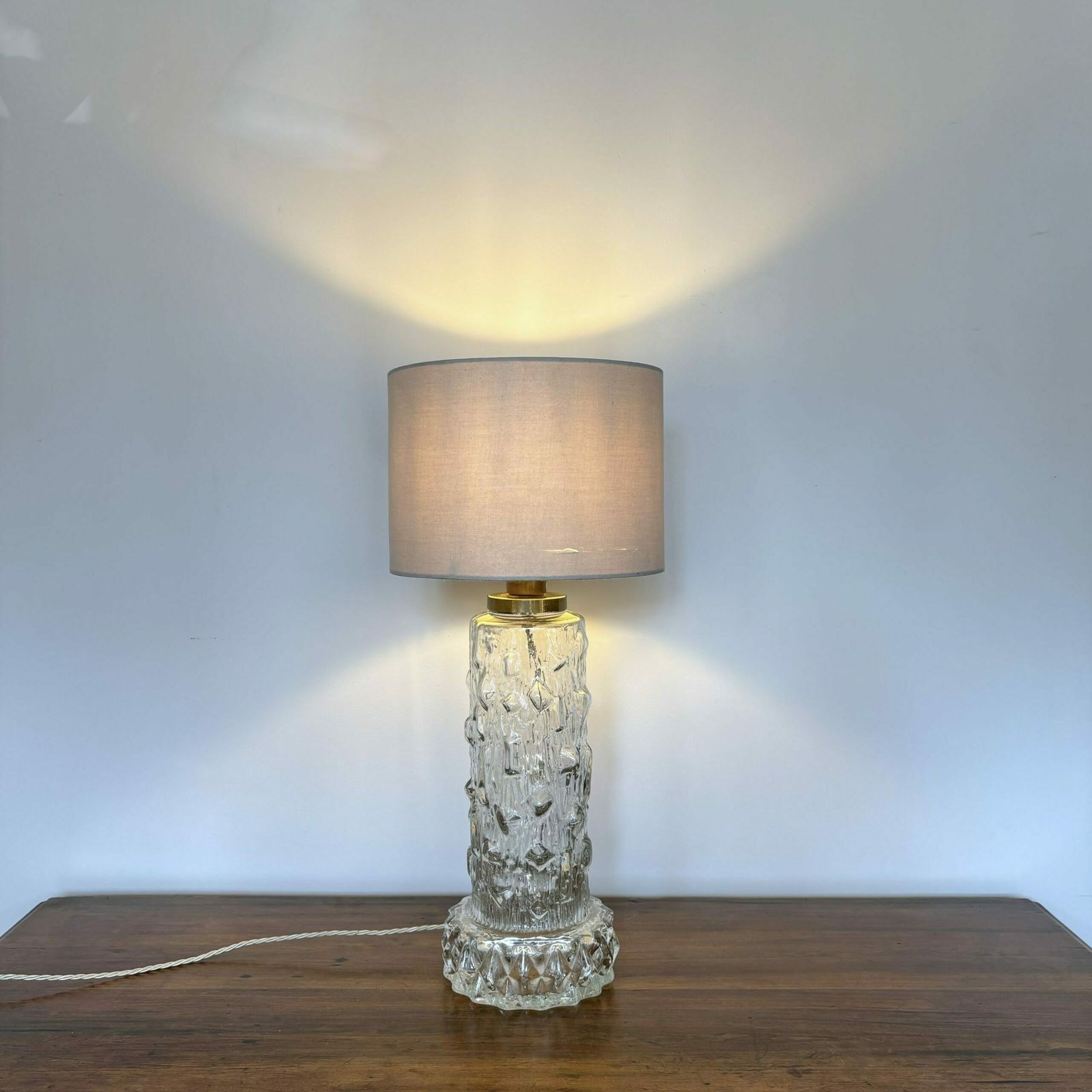 Mid Century Swedish Glass Table Lamp, Attributed To Henrik Blomqvist For Stilarmatur Tranås photo Lighting