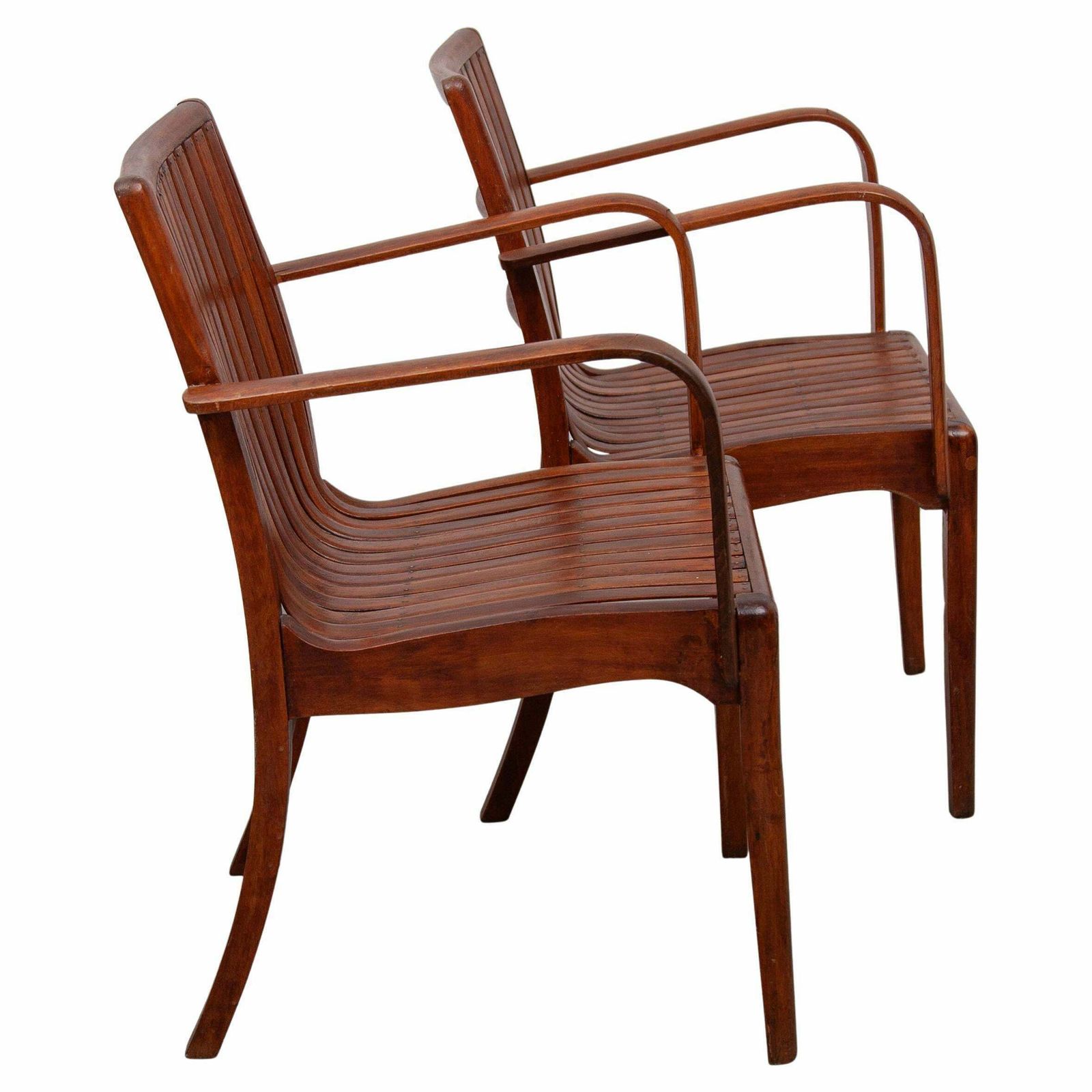 Slatted Arm Chair Art Nouveau Designed By Thonet