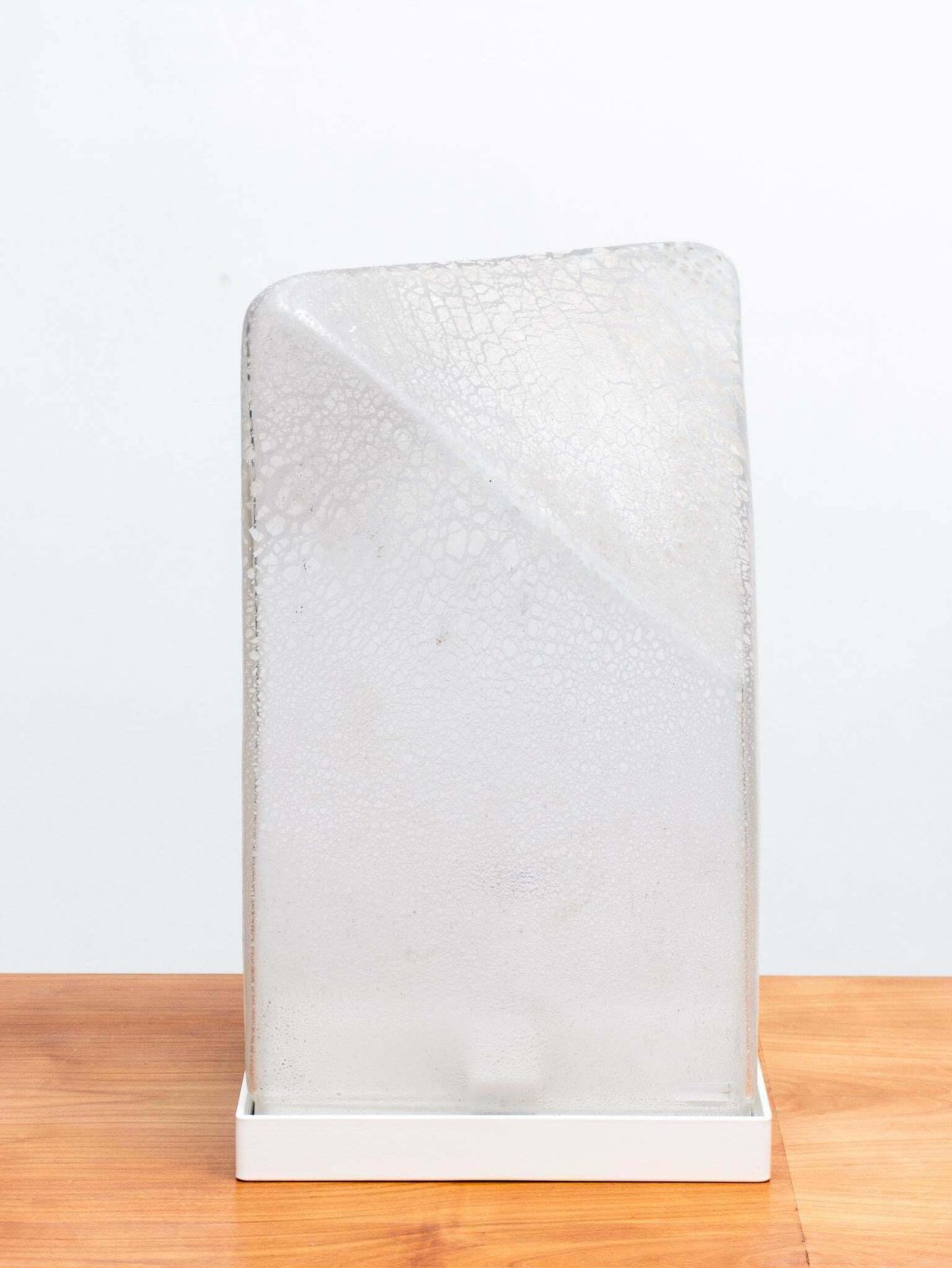 Alfredo Barbini Table Lamp Murano Hand Blown Glass In Scavo Geometric Design photo Lighting