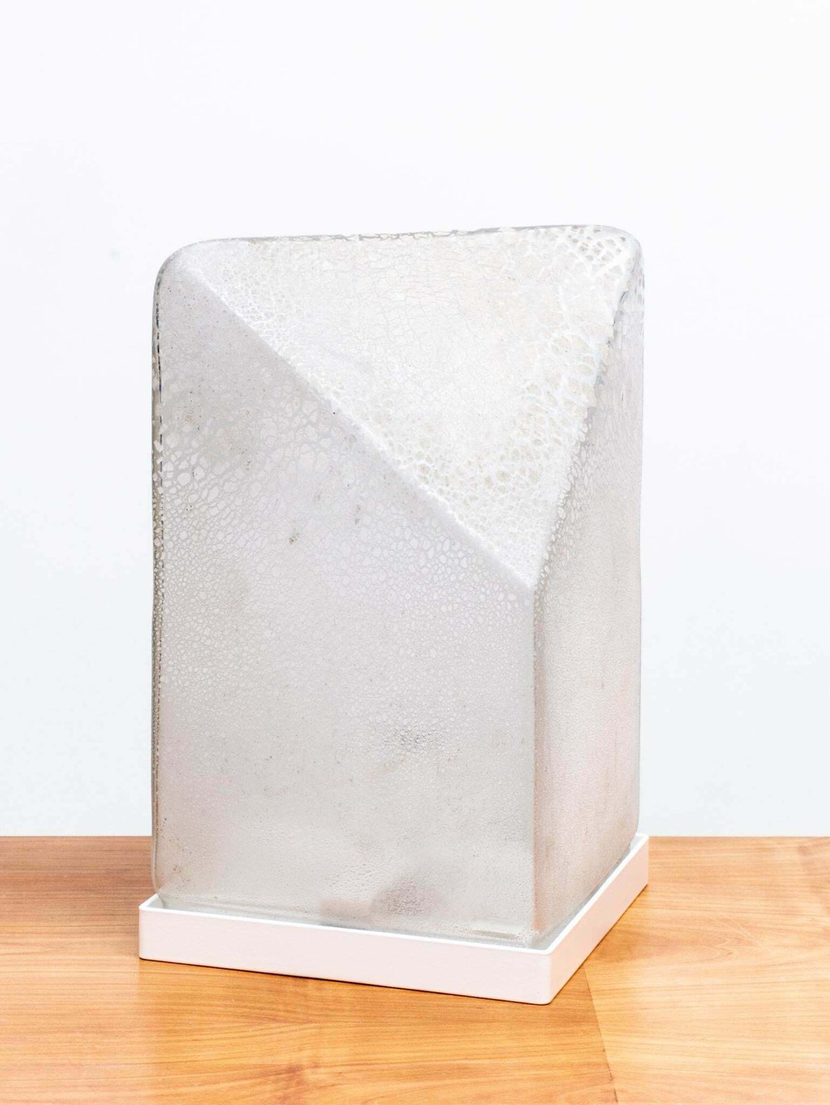 Alfredo Barbini Table Lamp Murano Hand Blown Glass In Scavo Geometric Design photo vintage