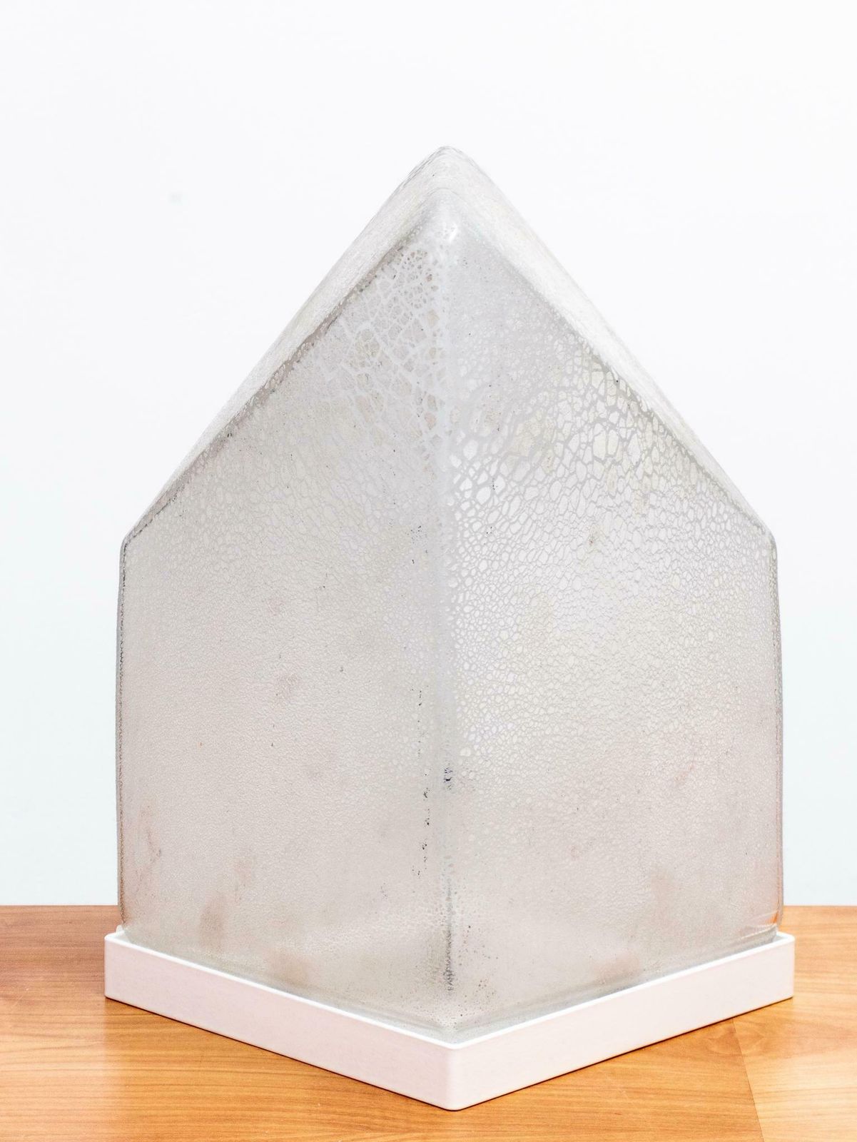 photo furniture Alfredo Barbini Table Lamp Murano Hand Blown Glass In Scavo Geometric Design