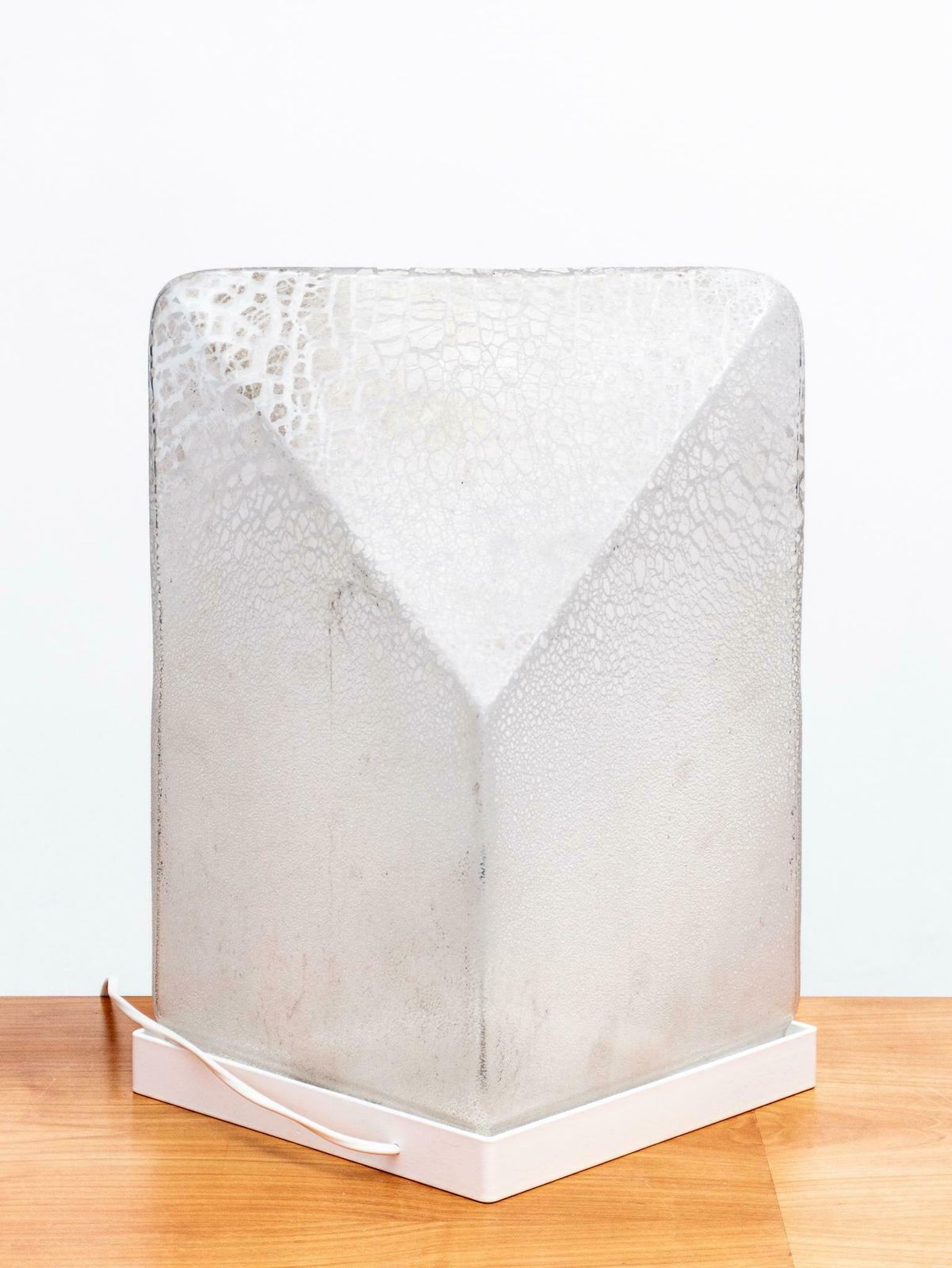 Lighting Alfredo Barbini Table Lamp Murano Hand Blown Glass In Scavo Geometric Design photo