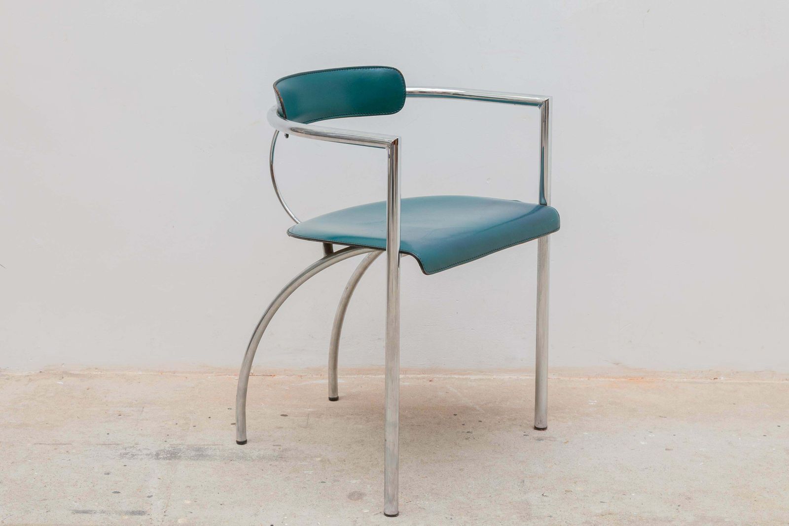 Set Of Four Arrben Chrome And Leather Dining Chairs 1970s Italy photo for sale