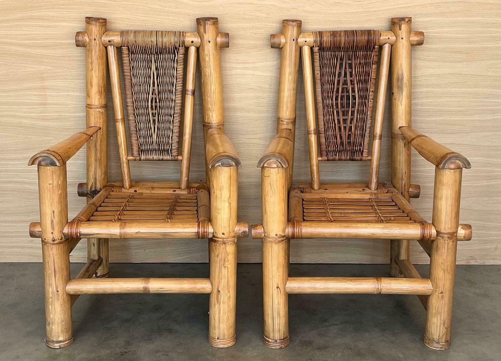 Budji Layug Style Majestic Jumbo Bamboo Pagoda Lounge Chairs photo for sale